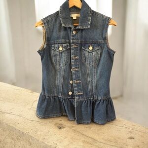 Chelsea &Violet Denim Sleeveless Ruffle Vest Size XS # 808